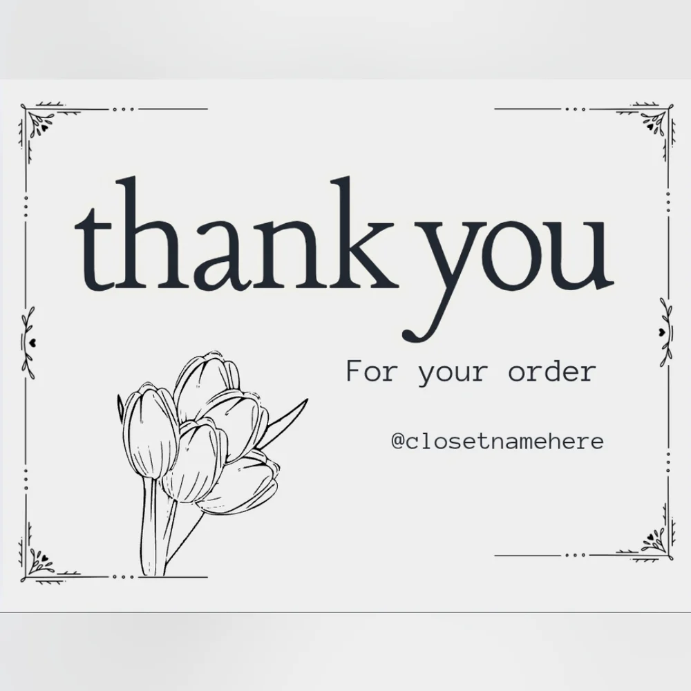 50 Custom 4x6 Floral Border Thank You Notes Labels